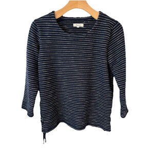 Madewell Sweater Womens XS Navy Blue Striped Lace